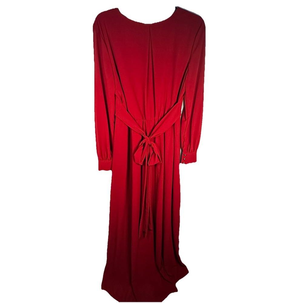 Baltic Born Womens Celine Maxi Dress Sz L Wine Sheer Long Sleeve Holiday dress - Picture 6 of 14